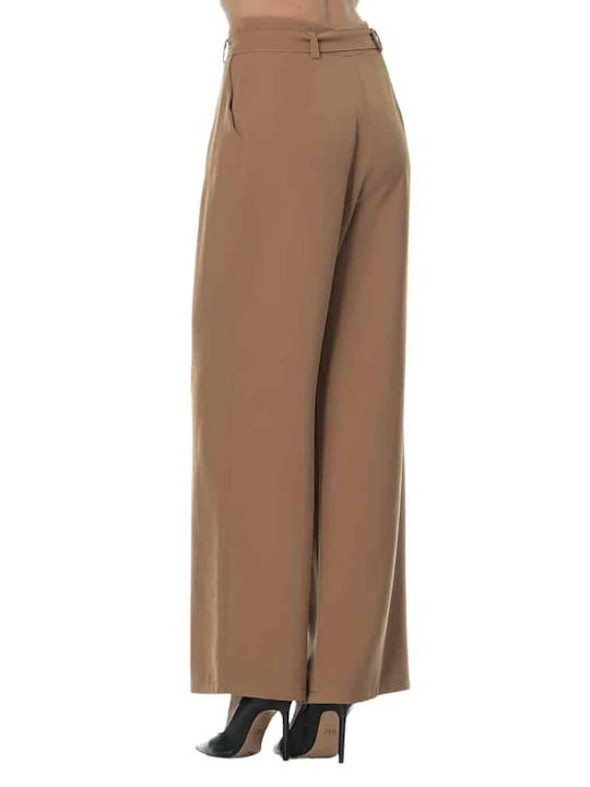 Benissimo Women's Trousers with Belt Brown - Brown