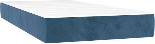 Bed King Size Upholstered with Fabric Dark Blue with Slats & Mattress 200x200cm