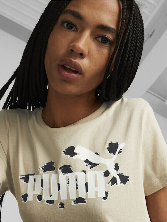 Γυναικείο T-shirt Animal Print Μπεζ