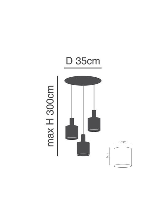 Home Lighting Magnum Flex Висящо Осветително тяло Три светлини за Цокъл E27 Многоцветен