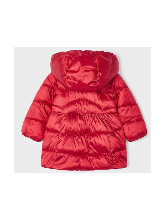 Mayoral Kids Quilted Jacket Long Hooded Red