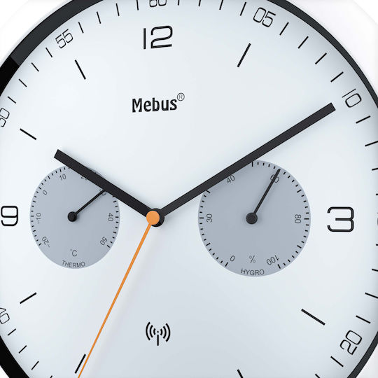 Mebus Radio Controlled Wall Clock Wall Clock Metallic White Ø26cm