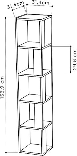 Corner Bookcase Piano Natural 31.4x31.4x158.9cm