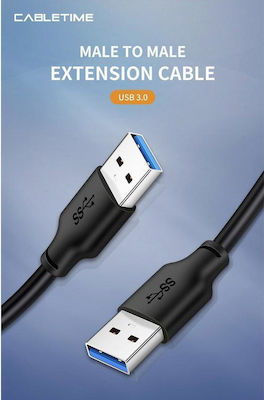 Cabletime USB 3.0 Cable USB-A male - USB-A male Μαύρο 2m