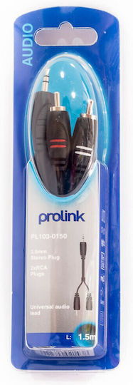 Prolink Καλώδιο Ήχου 3.5mm male - RCA male Μαύρο 1.5m PL-103-0150