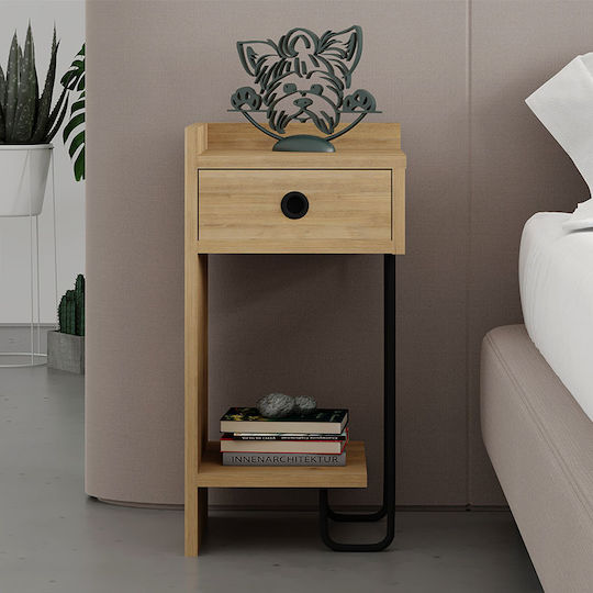 Bedside Table Sirius Wooden Natural Beech 32x30x61cm GP037-0164 1