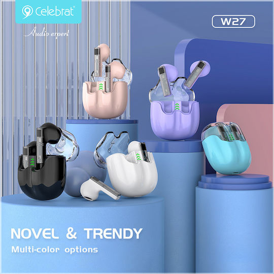 Celebrat TWS-W27 Earbud Bluetooth Handsfree Ακουστικά με Θήκη Φόρτισης Μαύρα