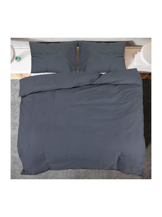 vidaXL Set Husă de Pilotă Bumbac King Size cu 2 Fețe de Pernă 260x240 Cărbune de lemn