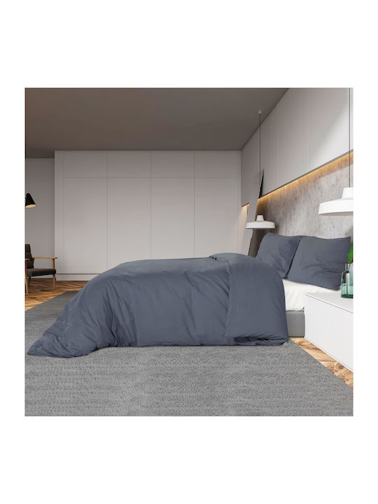 vidaXL Set Husă de Pilotă Bumbac King Size cu 2 Fețe de Pernă 260x240 Cărbune de lemn