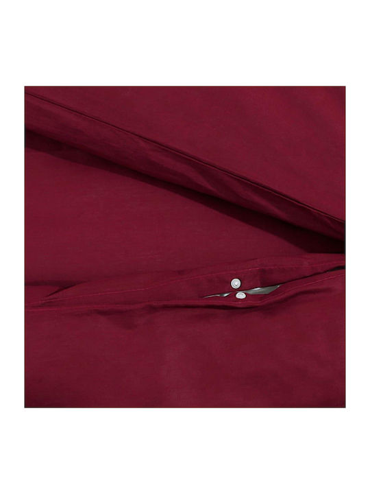 vidaXL Duvet Cover Set Cotton Single with Pillowcase 140x200 Bordeaux