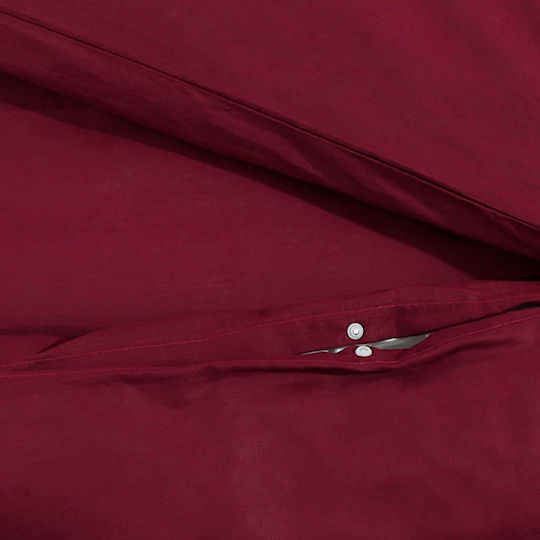 vidaXL Cotton Duvet Cover Set 140x200cm Single with Pillowcase Burgundy