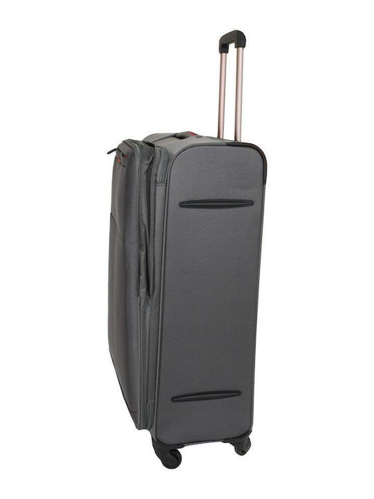 Diplomat Large The Athens Collection Large Fabric Gray Suitcase with 4 Wheels Height 78cm