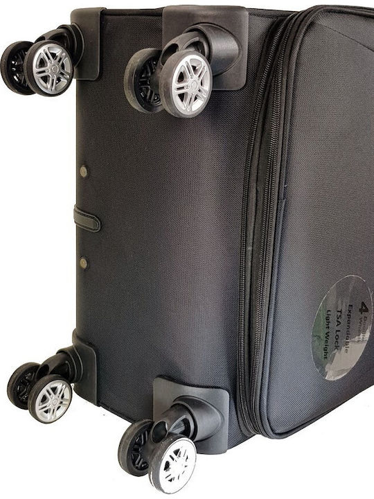 Diplomat Cabin Travel Suitcase Fabric Black with 4 Wheels Height 55cm ZC998