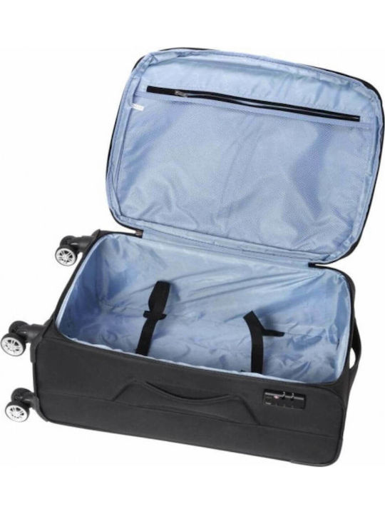 Diplomat Cabin Travel Suitcase Fabric Black with 4 Wheels Height 55cm ZC998