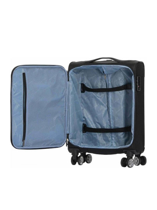 Diplomat Cabin Travel Suitcase Fabric Black with 4 Wheels Height 55cm ZC998