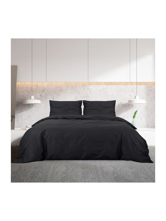 vidaXL Duvet Cover Set Queen with 2 Pillowcases 220x240 Black Velvet-Black Metal