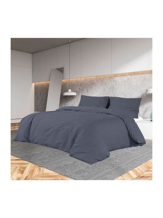 vidaXL Single Duvet Cover Set with Pillowcases 135x200 Ανθρακί