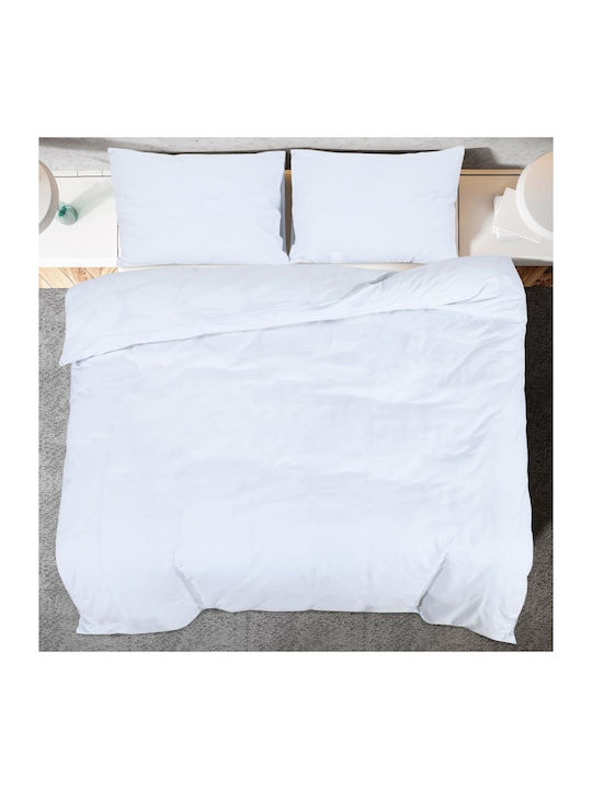 vidaXL Duvet Cover Set Queen with 2 Pillowcases 220x240 White