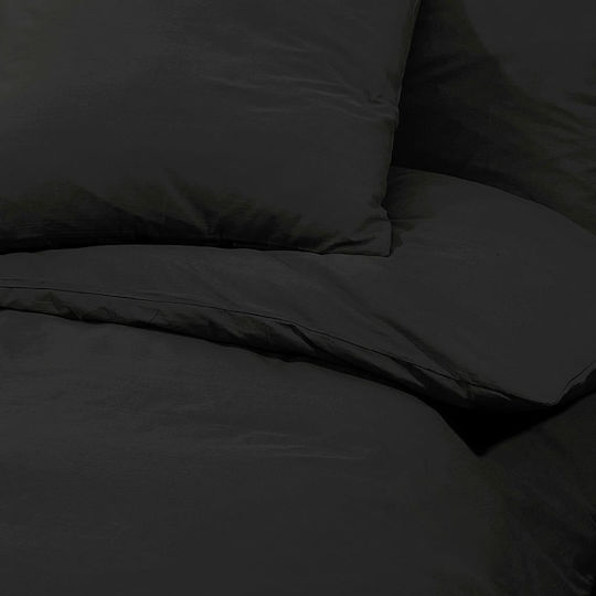vidaXL Σετ Παπλωματοθήκη Μονή με Μαξιλαροθήκη 155x220cm Μαύρο