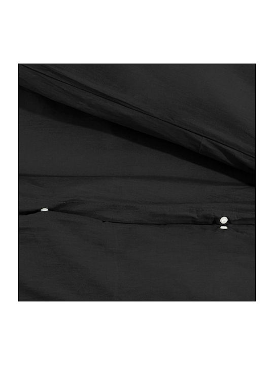 vidaXL Duvet Cover Set Single with Pillowcase 155x220 Black Velvet-Black Metal