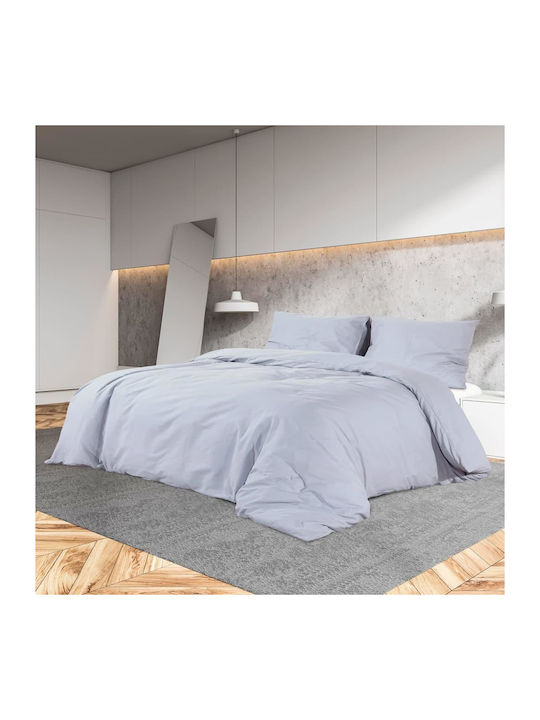 vidaXL Set Bettbezug Über-Doppelbett mit 2 Kissenbezügen 225x220 Grey