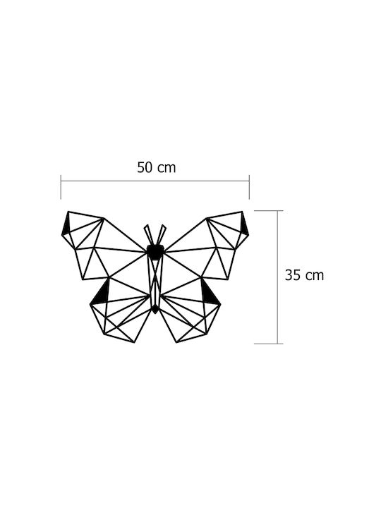 Megapap Wanddekoration Silhouette Schmetterling Schwarz aus Metall 50x3x35cm