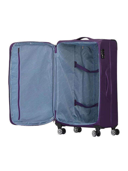 Diplomat Set Colecția Atlanta Valize De Călătorie Din Material Textil Violet Cu Înălțime Maximă 78 Cm Cu 4 Roți Set 3 Bucăți