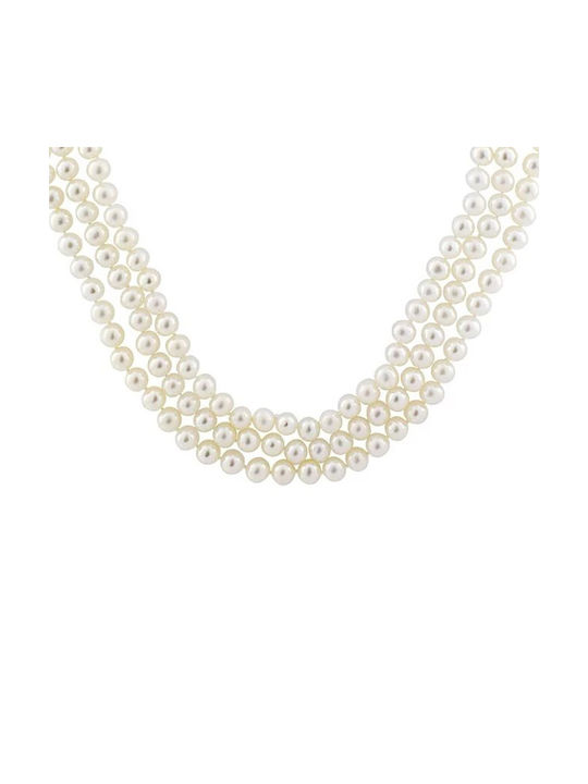 Necklace with 14K gold clasp and white pearls - M319443