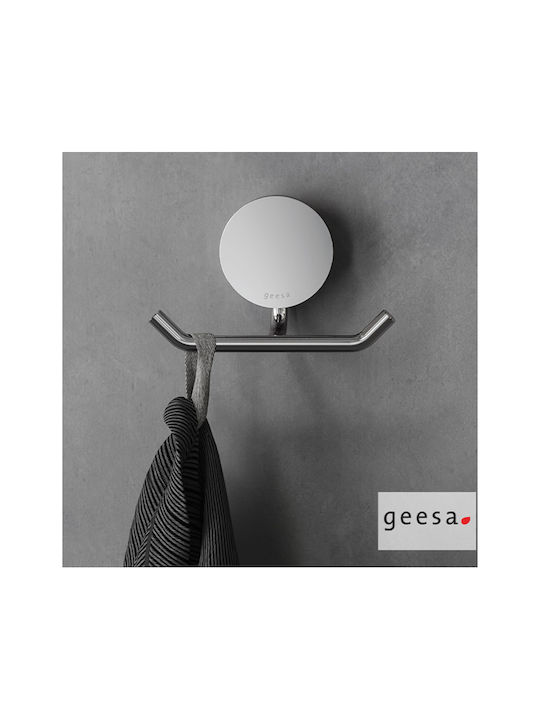 Geesa Opal Double Wall-Mounted Bathroom Hook ​4.6x4.6cm Silver