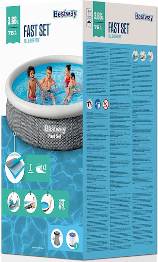 Bestway Στρογγυλή Πισίνα PVC 5377lt Φουσκωτή 366x76εκ. Γκρι
