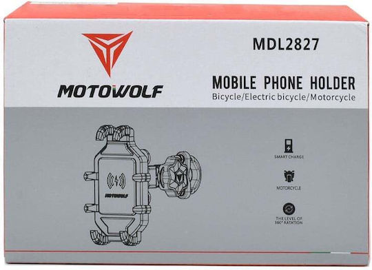 Motowolf Βάση Κινητού Μοτοσυκλέτας με Ρυθμιζόμενο Βραχίονα για τον Καθρέπτη με Σύστημα Φόρτισης