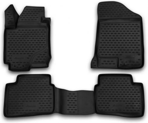 Novline Rubber Front and Rear Mat Set with Raised Sides 4pcs for Kia Ceed 2007 Black