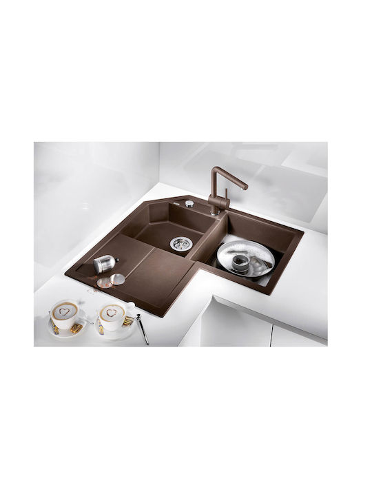 Blanco Metra 9 E 526798 Drop-In Spüle Ecke Rechts aus Verbundgranulat B83.5xT83.5cm Volcano Grey