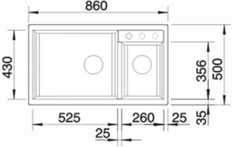 Blanco Metra 9 525936 Drop-In Мивка Ляв от Синтетичен Гранит Ш86xД50см Черно