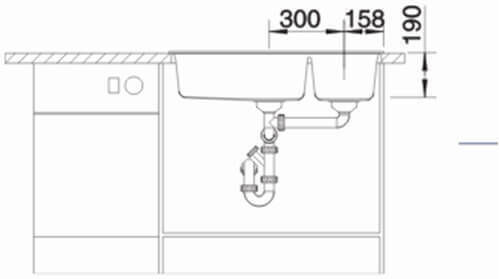 Blanco Metra 9 527304 Drop-In Chiuvetă Stânga din Granit Sintetic L86xW50cm Volcano Grey
