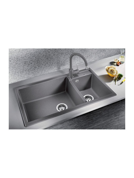 Blanco Metra 9 527304 Drop-In Spüle Links aus Verbundgranulat B86xT50cm Volcano Grey