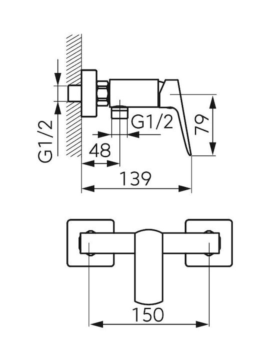 Ferro Vitto Mixing Bathtub Shower Faucet Black