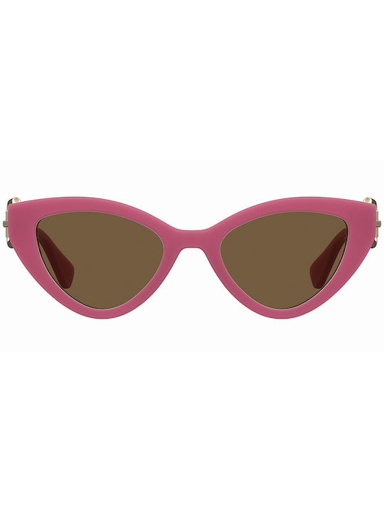 Moschino Women's Sunglasses with Pink Plastic Frame and Brown Lens MOS142/S MU1/70