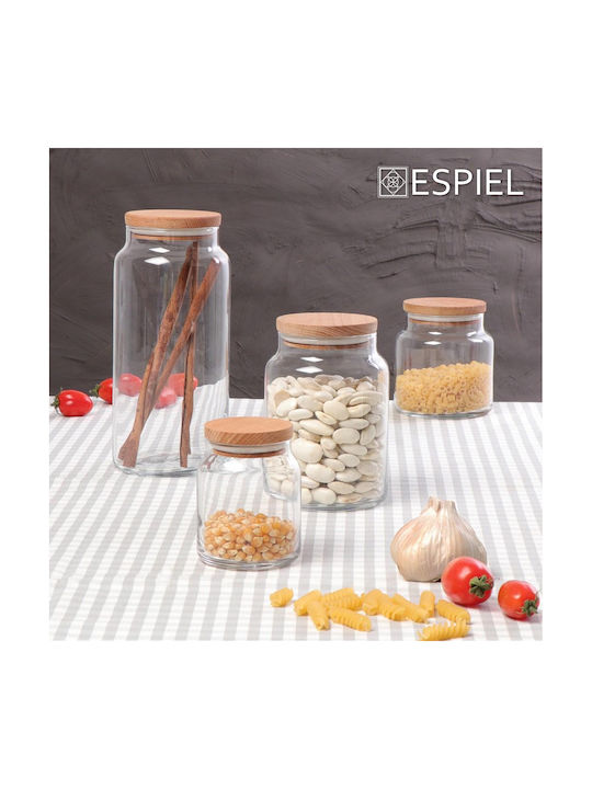 Espiel Vase General Use with Lid Glass Transparent 1400ml