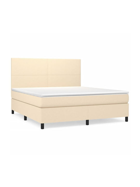 Bed Queen Upholstered with Fabric Blue with Slats & Mattress 160x200cm