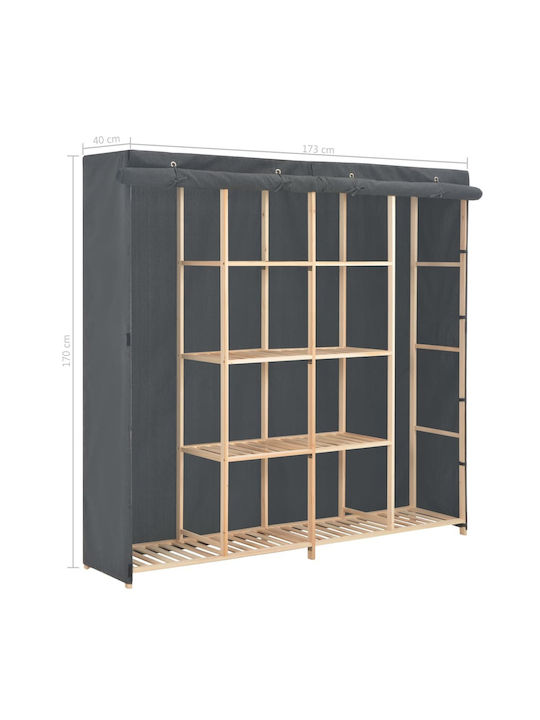 vidaXL Fabric Wardrobe with Shelves in Gray Color 173x40x170cm