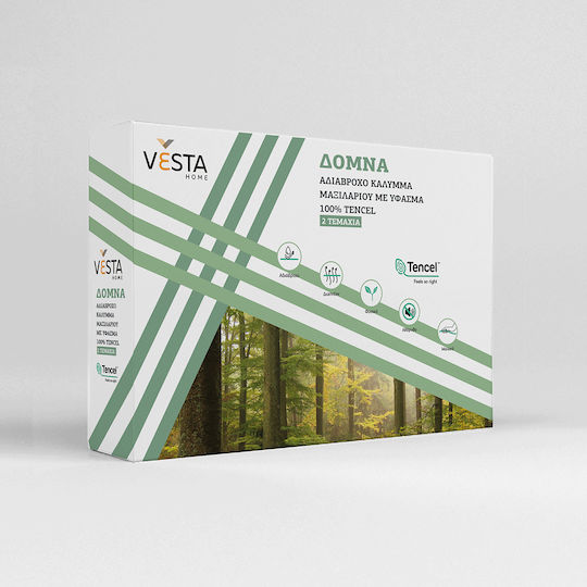 Vesta Home Domna Σετ Προστατευτικά Μαξιλαριών Αδιάβροχα Λευκά 50x70εκ.