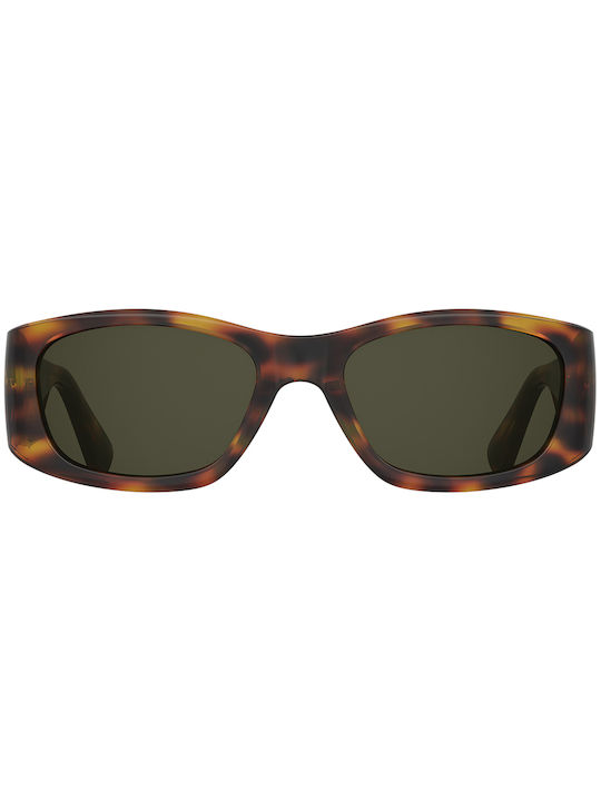 Moschino Women's Sunglasses with Brown Tartaruga Plastic Frame and Green Lens MOS145/S 05L/70