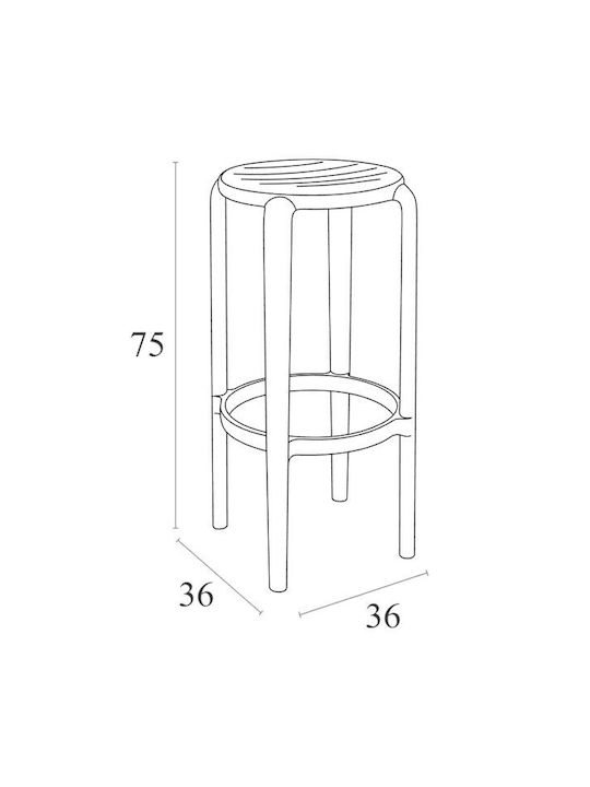 Stool for Bar Outdoor Tom Black 36x36x75cm