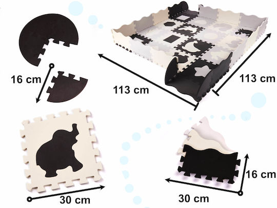 Loco Interactive Floor Puzzle with Animals Grey-Black 36pcs