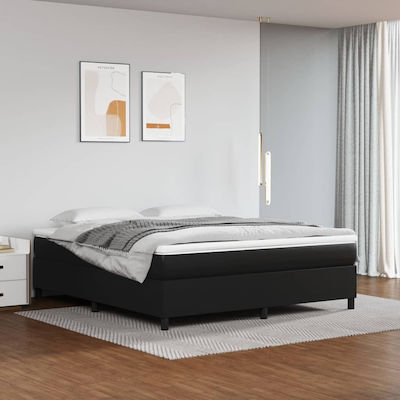 Bed Base Queen Size made of Wood Black 160x200x35cm