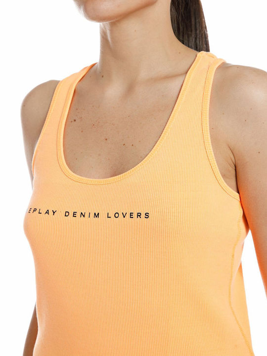 Damen Sommer Bluse Ärmellos Orange
