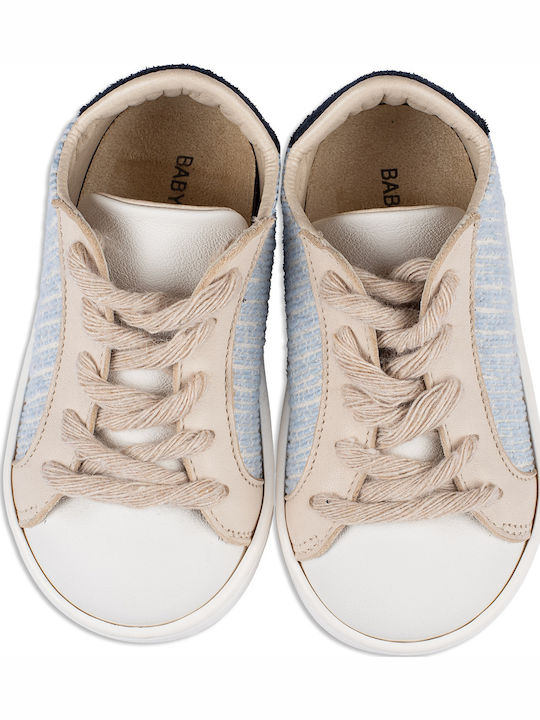 Babywalker Βαπτιστικά Υφασμάτινα Sneakers Σιέλ / Λευκό / Μπεζ