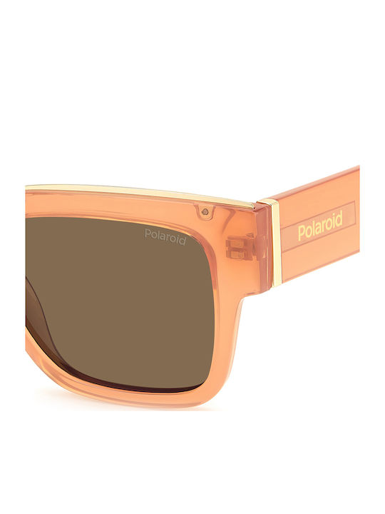 Polaroid Unisex Sunglasses with Orange Plastic Frame and Brown Polarized Lens PLD6198/S 733/SP