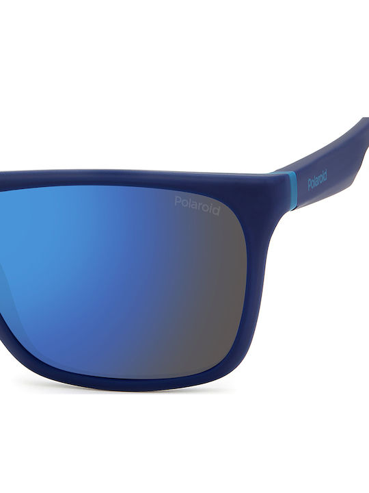 Polaroid Herren Sonnenbrille mit Blau Kunststoff Gestell und Blau Polarisiert Spiegel Linse PLD2141/S VGL/5X